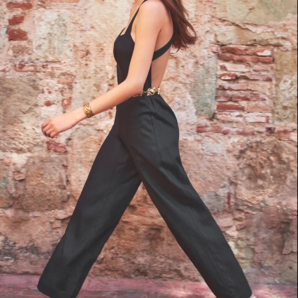 Reformation Autumn Linen Jumpsuit In Black - Picture 3 of 8